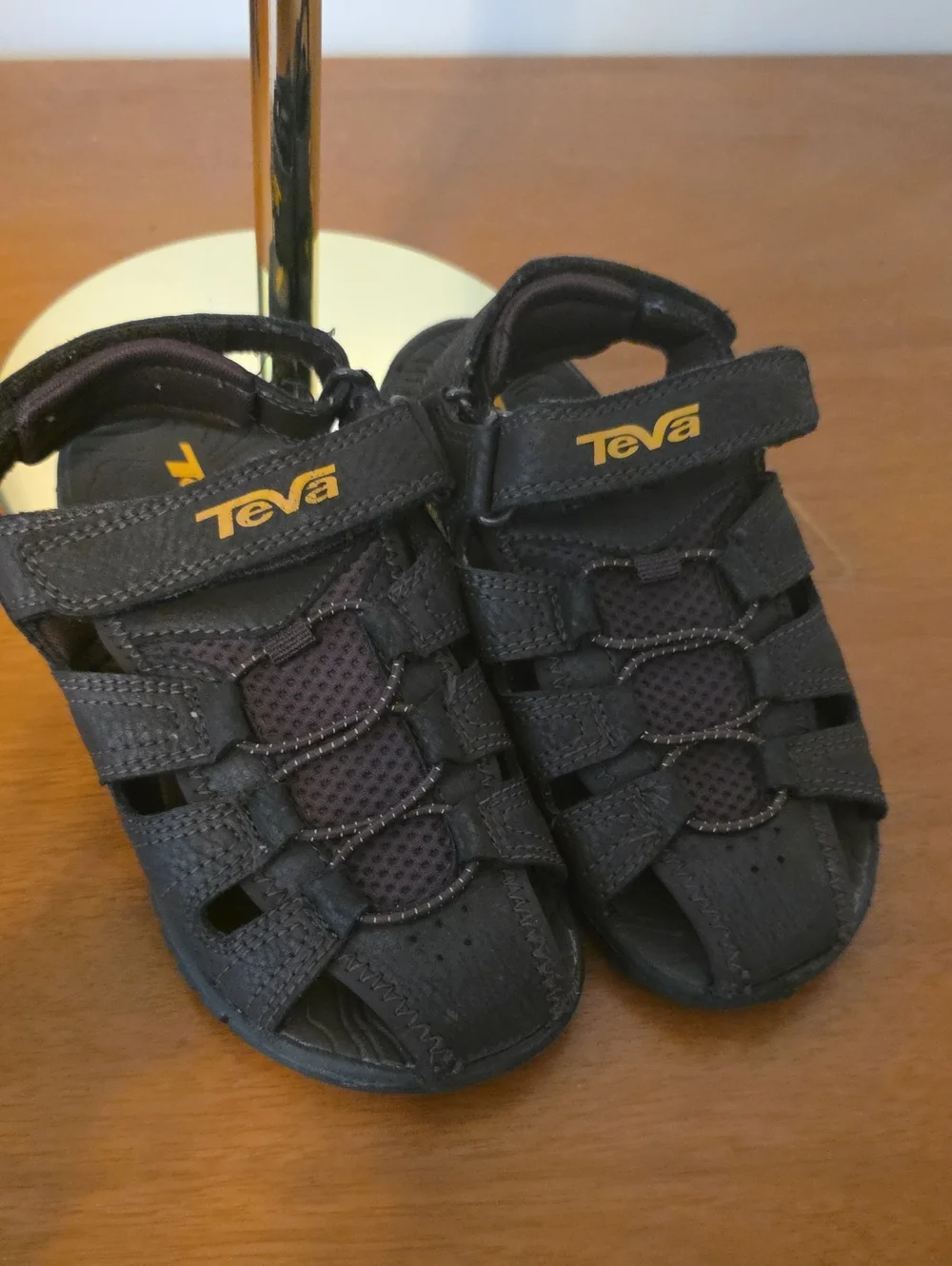 Teva Kids Black Sport Sandal with Yellow Logo
